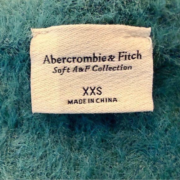 Abercrombie & Fitch Emerald Teal Fuzzy Cardigan XXS Soft A & F Collection - Picture 10 of 10